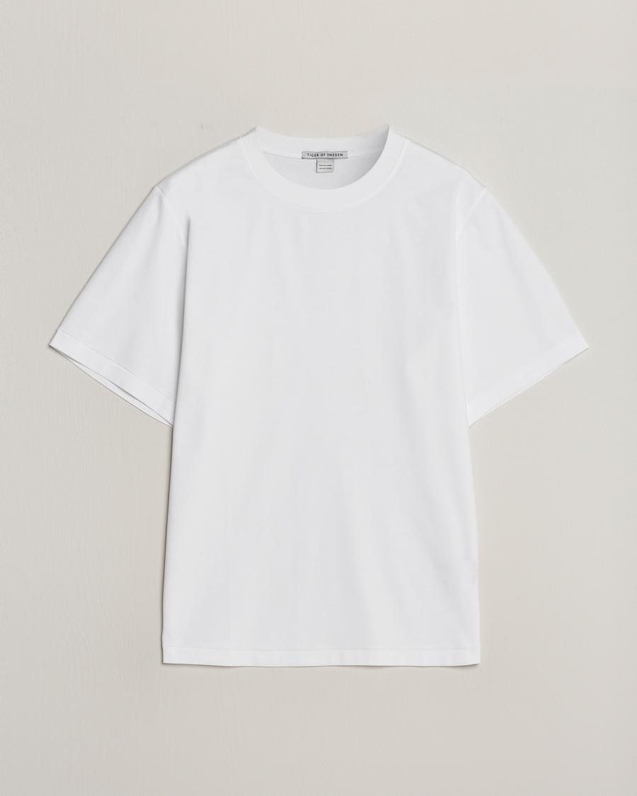 Homme | T-shirts | Tiger of Sweden | Mercerized Cotton Crew Neck T-Shirt Pure White
