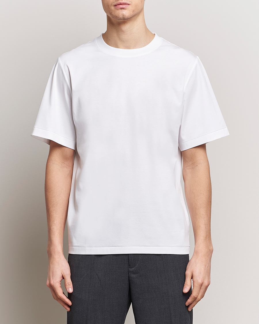 Homme | T-Shirts Blancs | Tiger of Sweden | Mercerized Cotton Crew Neck T-Shirt Pure White
