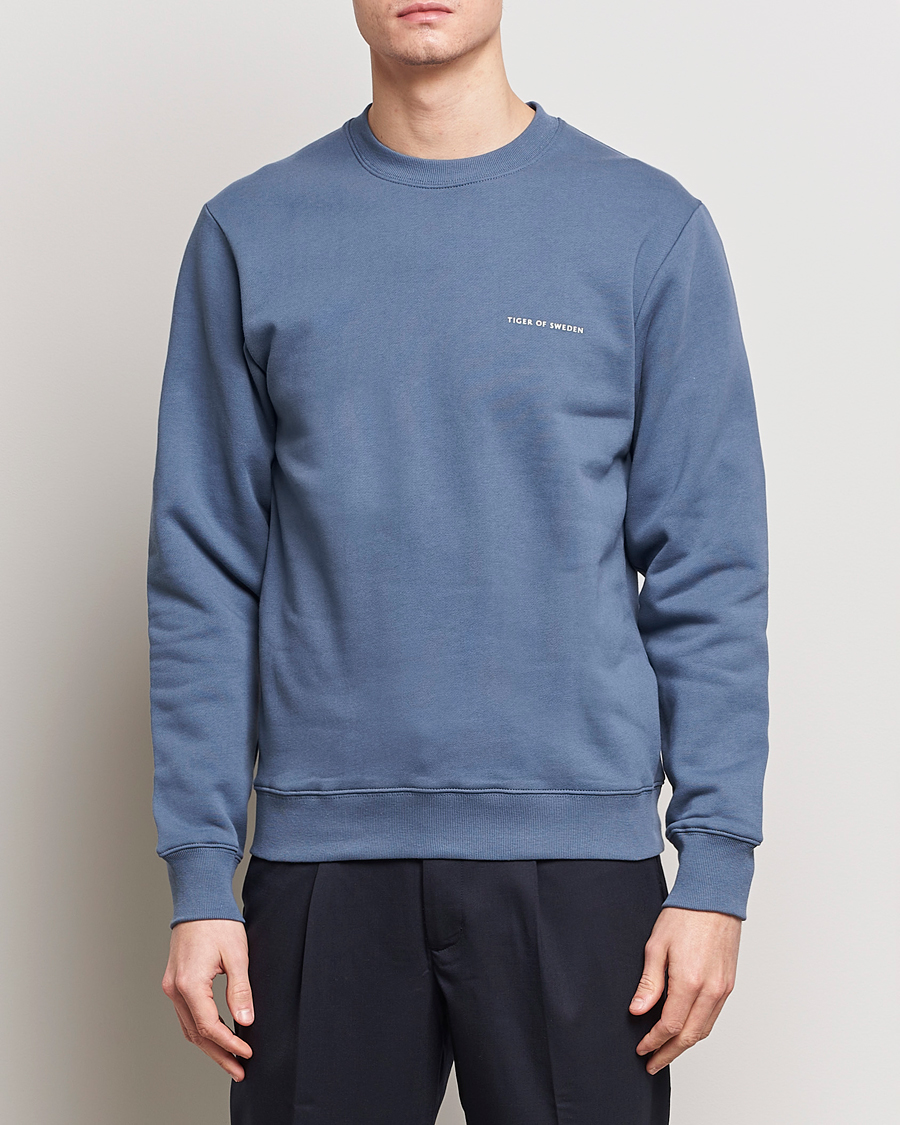 Homme | Pulls Et Tricots | Tiger of Sweden | Emerson Crew Neck Sweatshirt Thunder Blue