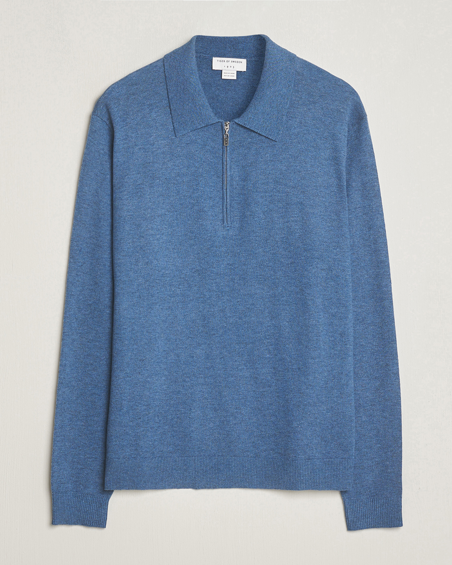 Homme | Pulls Et Tricots | Tiger of Sweden | Orbit Wool/Cotton Half Zip Thunder Blue