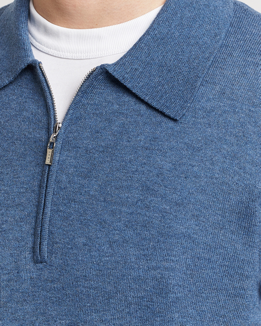 Homme | Pulls Et Tricots | Tiger of Sweden | Orbit Wool/Cotton Half Zip Thunder Blue