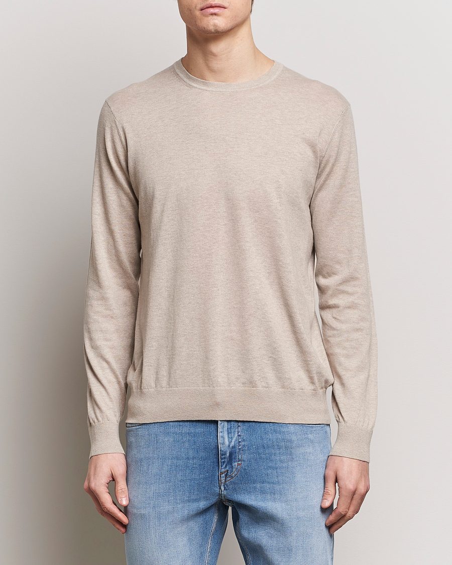 Homme | Pulls À Col Rond | Tiger of Sweden | Michas Cotton/Linen Knitted Sweater Soft Latte