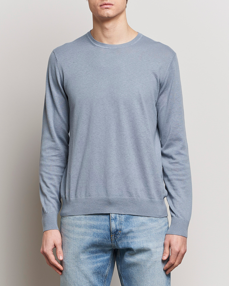 Homme | Vêtements | Tiger of Sweden | Michas Cotton/Linen Knitted Sweater Polar Blue