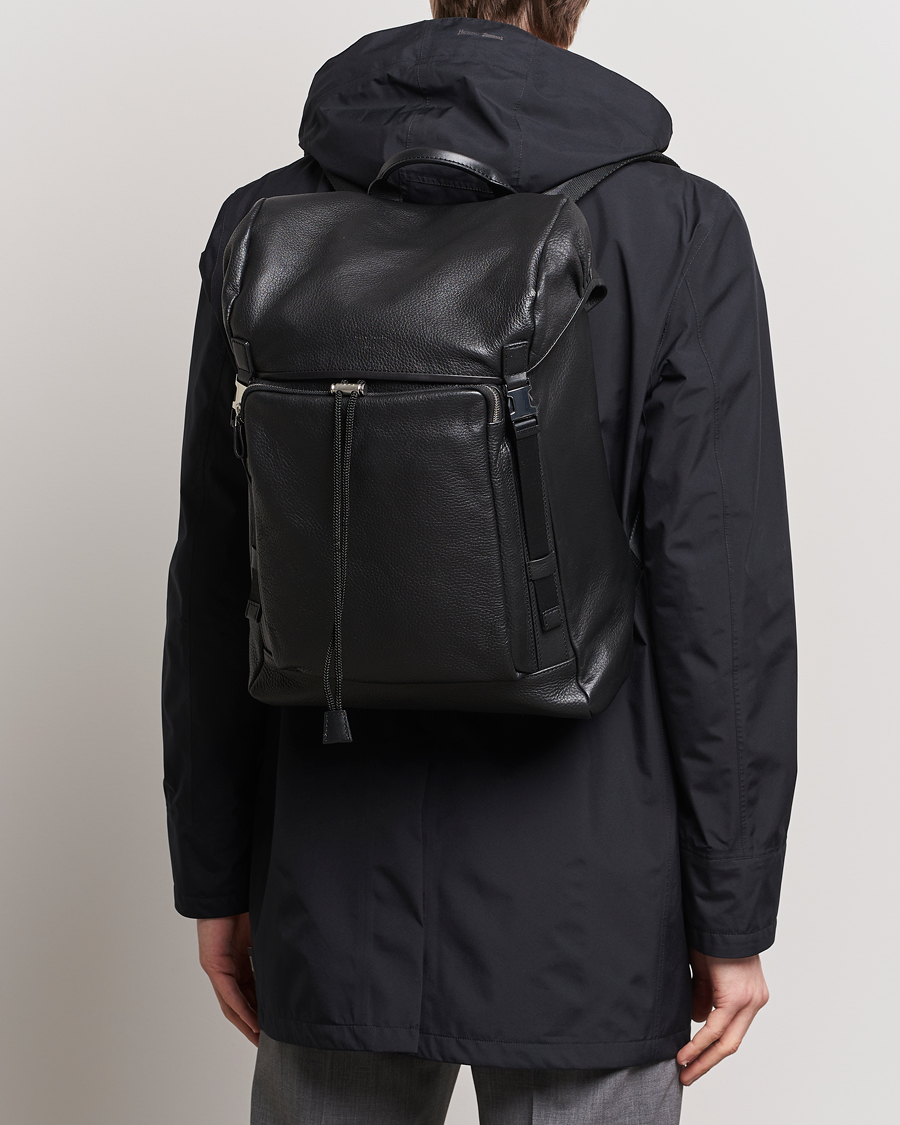 Homme | Sacs | Tiger of Sweden | Baha Grained Leather Backpack Black