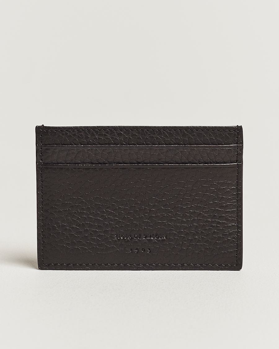 Homme | Tiger of Sweden Wharf Grained Leather Card Holder Dark Brown | Tiger of Sweden | Wharf Grained Leather Card Holder Dark Brown