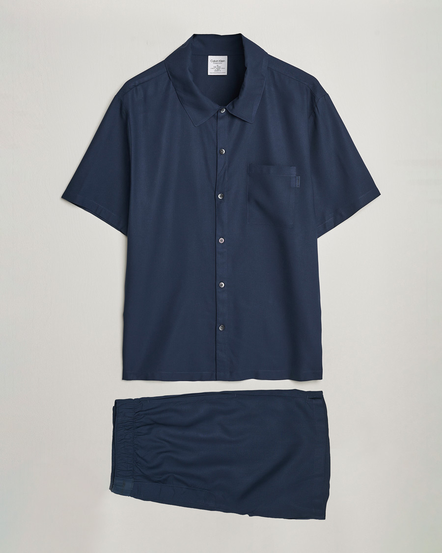 Homme | Peignoirs Et Pyjamas | Calvin Klein | Viscose Short Sleeve Pyjama Set Blue Shadow