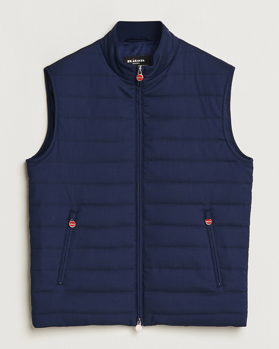 Homme | Manteaux Et Vestes | Kiton | Technical Wool Gilet Navy