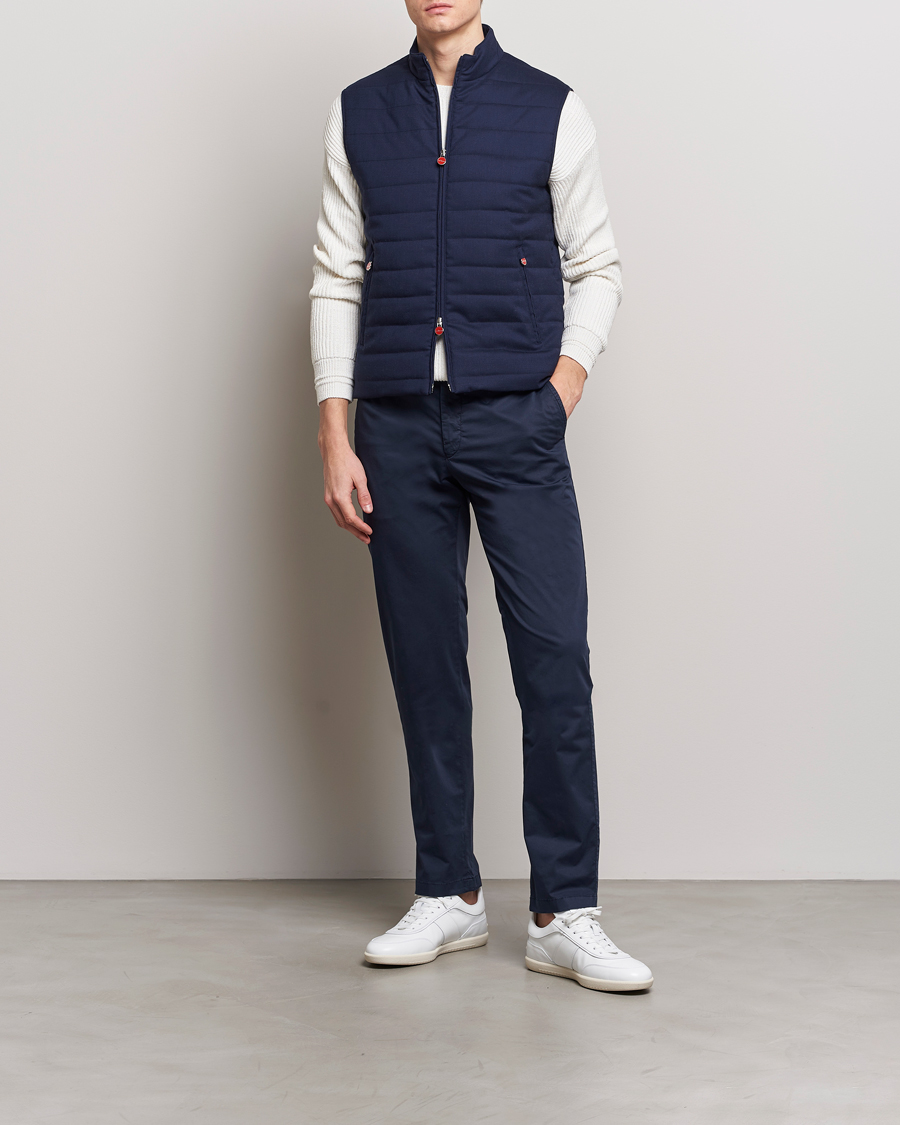 Homme | Manteaux Et Vestes | Kiton | Technical Wool Gilet Navy