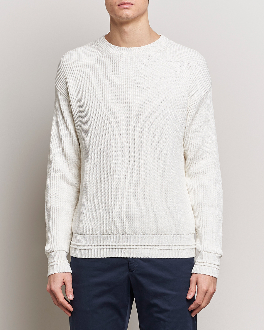 Homme | Italian Department | Kiton | Cotton/Silk Rib Pullover Off White