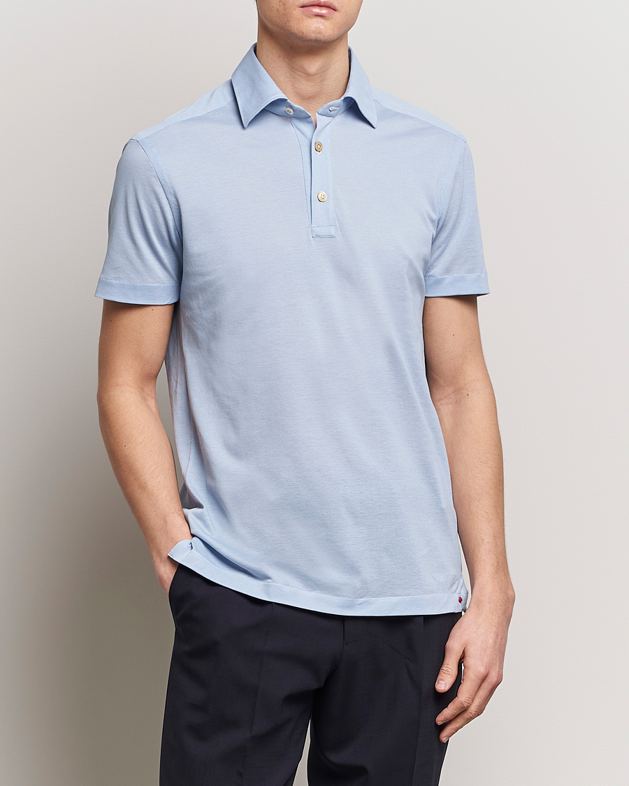 Homme | Kiton | Kiton | Short Sleeve Jersey Polo Light Blue