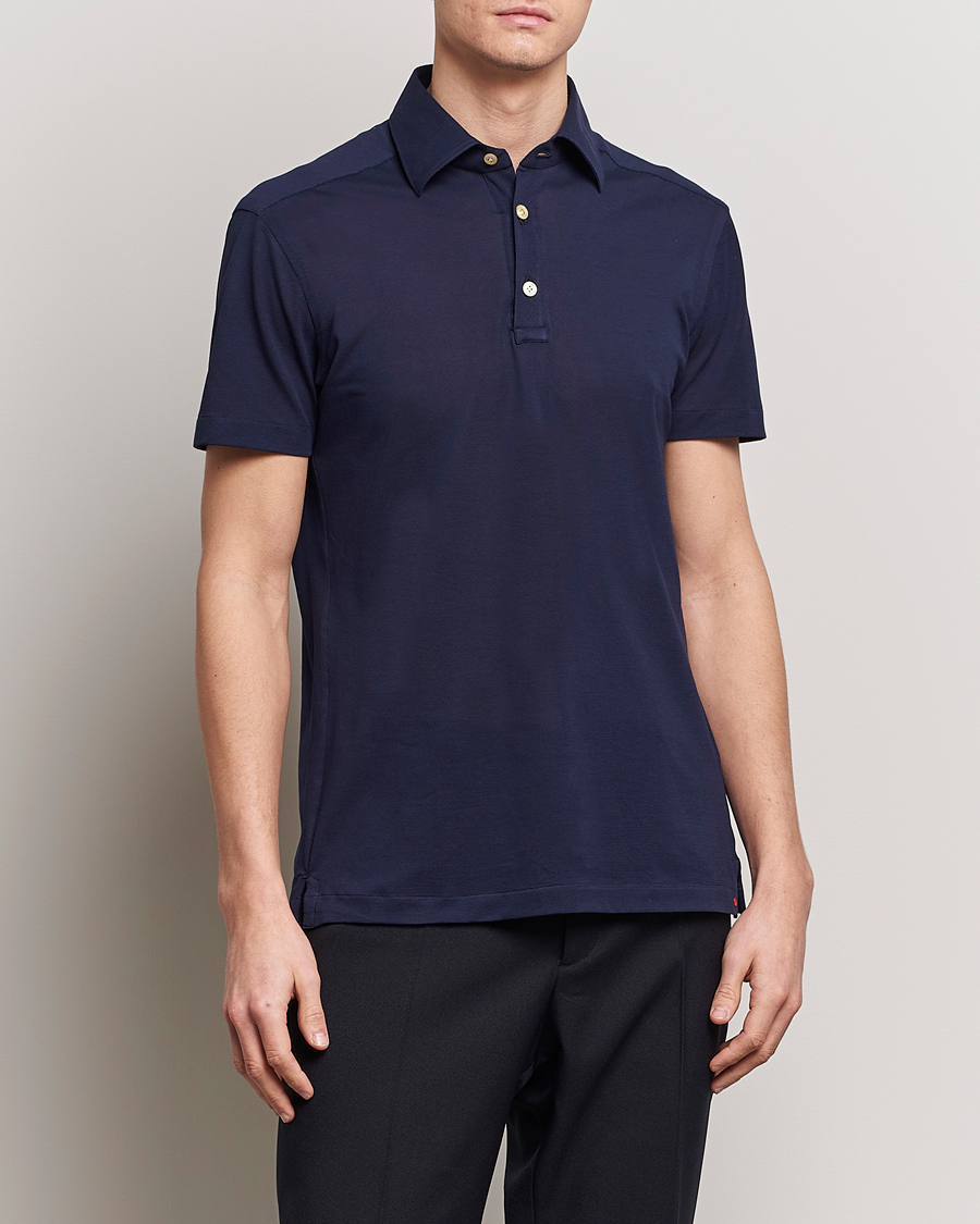 Homme | Luxury Brands | Kiton | Short Sleeve Jersey Polo Navy