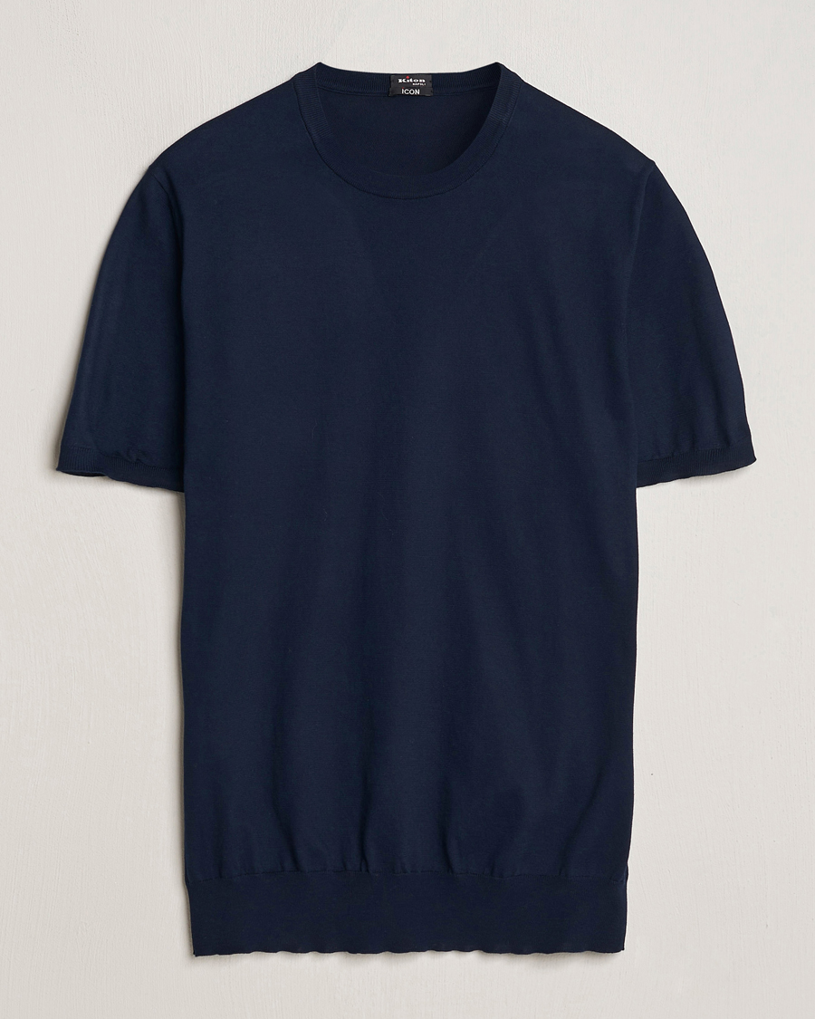 Homme | T-shirts | Kiton | Sea Island Cotton Knit T-Shirt Navy