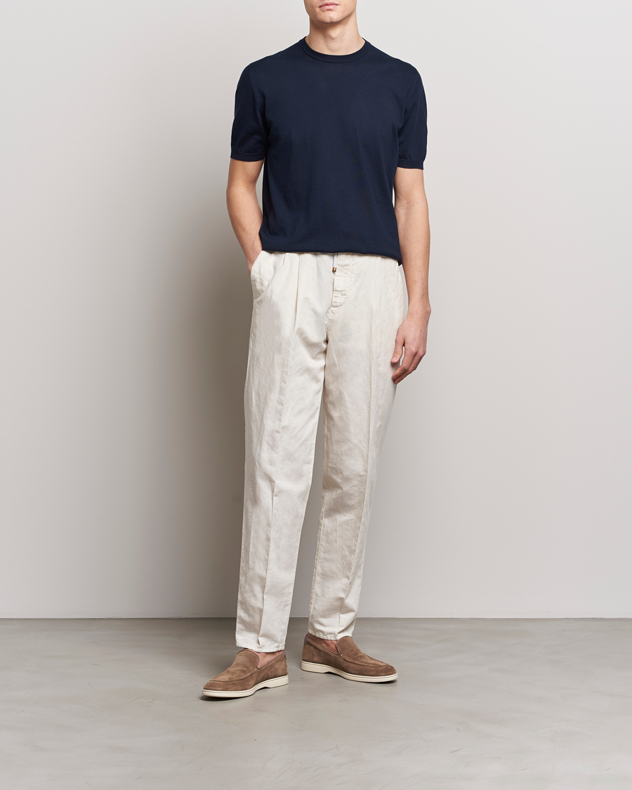 Homme | T-shirts | Kiton | Sea Island Cotton Knit T-Shirt Navy