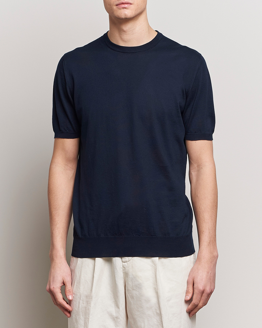 Homme | Sections | Kiton | Sea Island Cotton Knit T-Shirt Navy