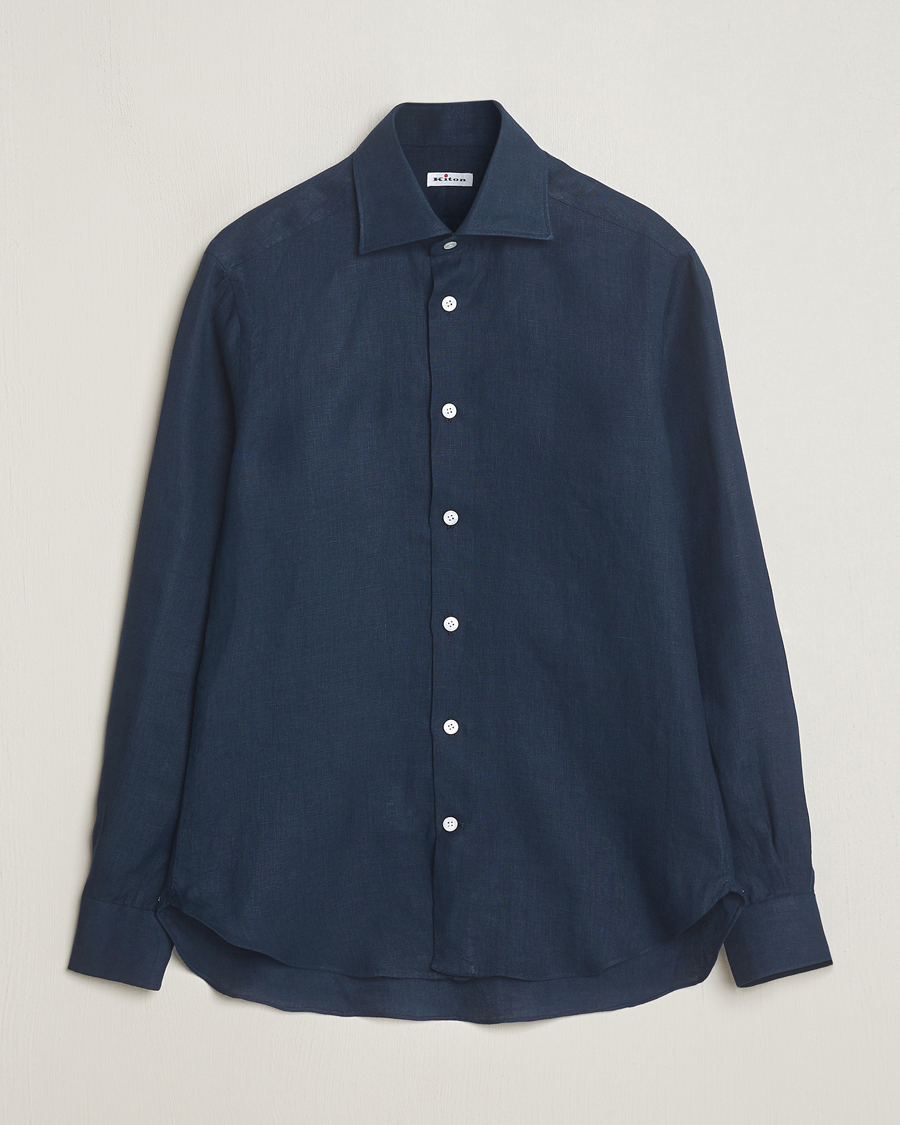Homme | Chemises | Kiton | Linen Sport Shirt Navy