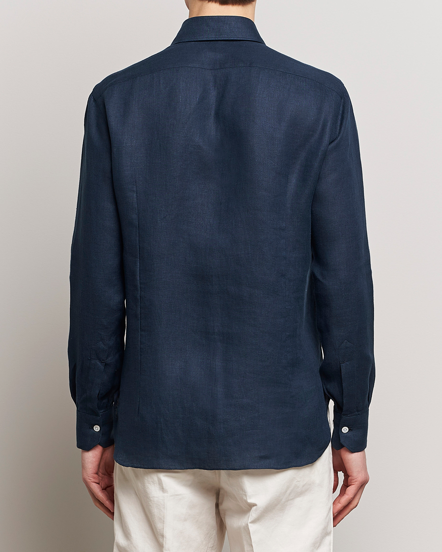 Homme | Chemises | Kiton | Linen Sport Shirt Navy