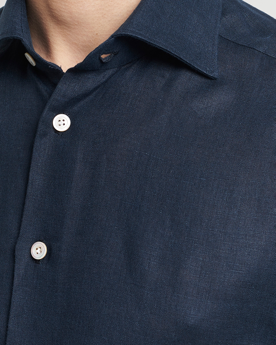 Homme | Chemises | Kiton | Linen Sport Shirt Navy
