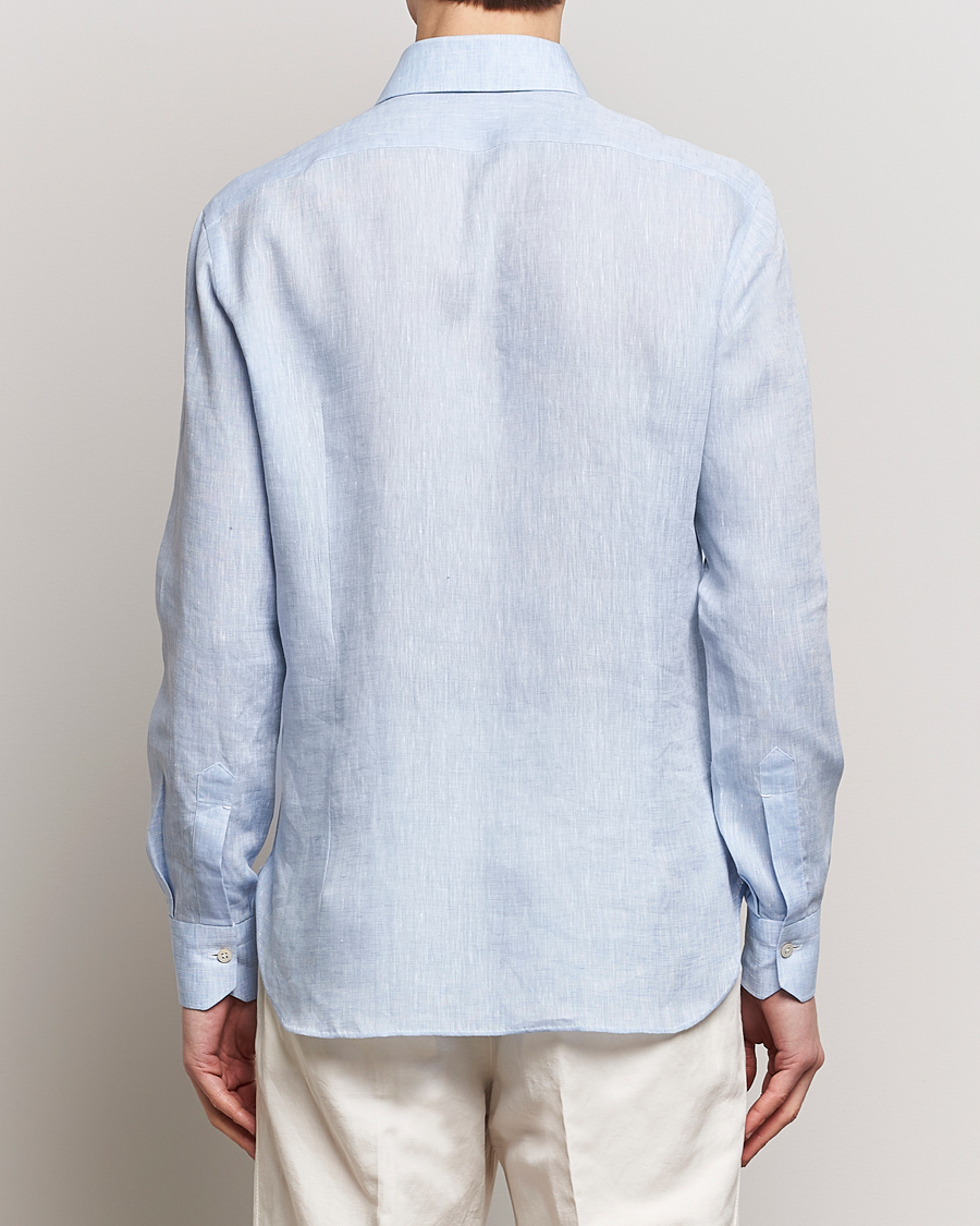 Homme | Chemises | Kiton | Linen Sport Shirt Light Blue