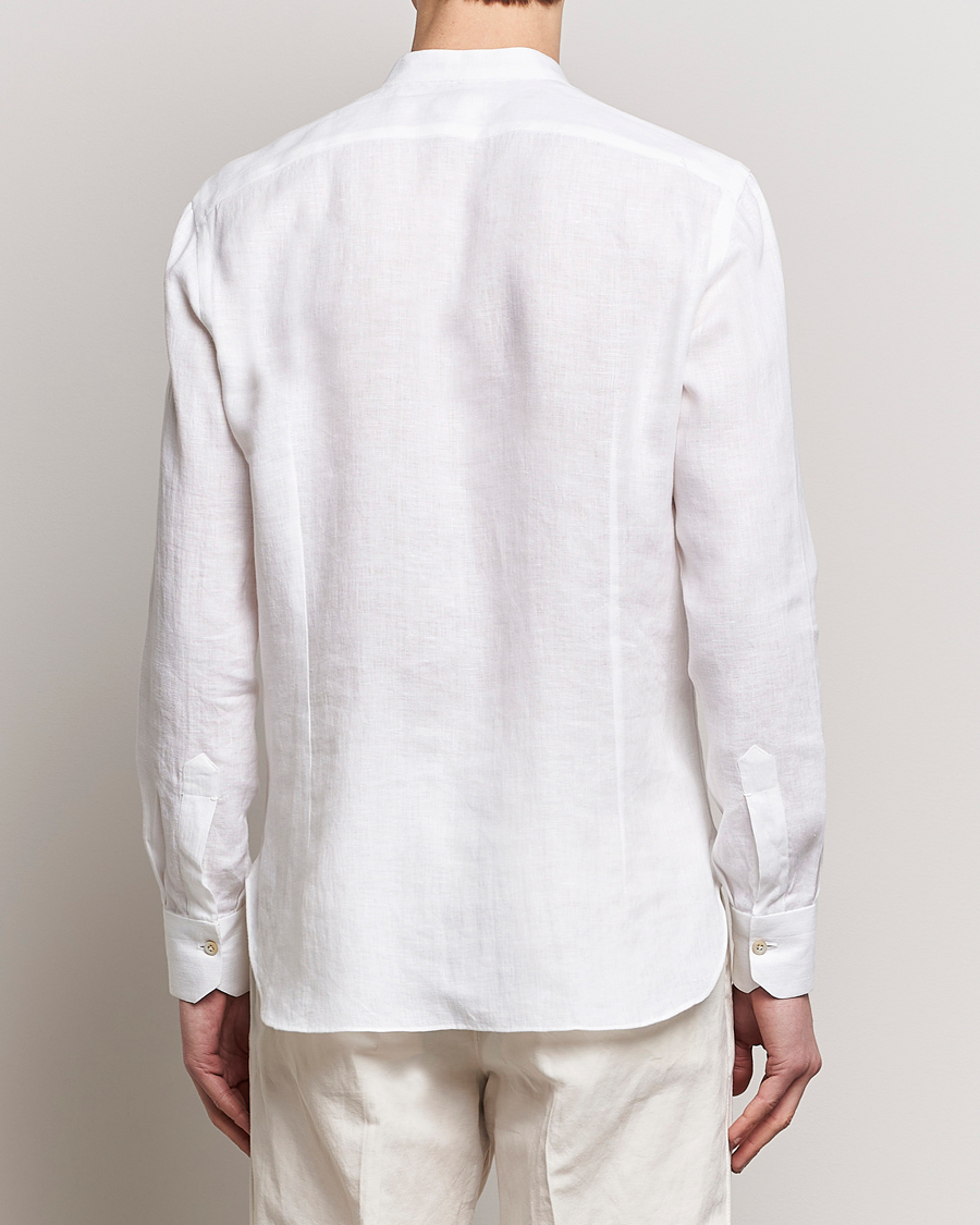 Homme | Chemises | Kiton | Linen Guru Collar Shirt White
