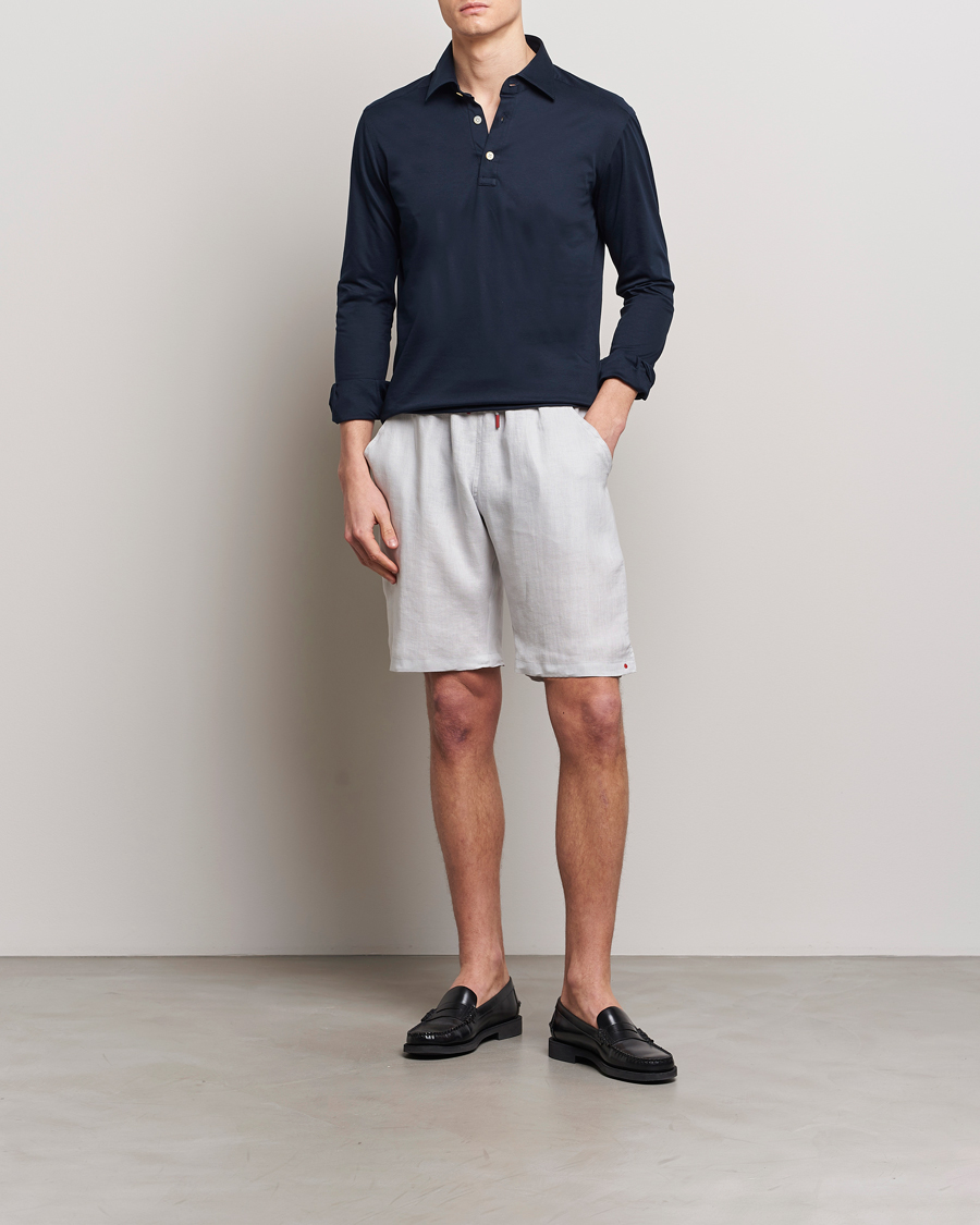 Homme | Shorts | Kiton | Linen Drawstring Shorts Light Grey