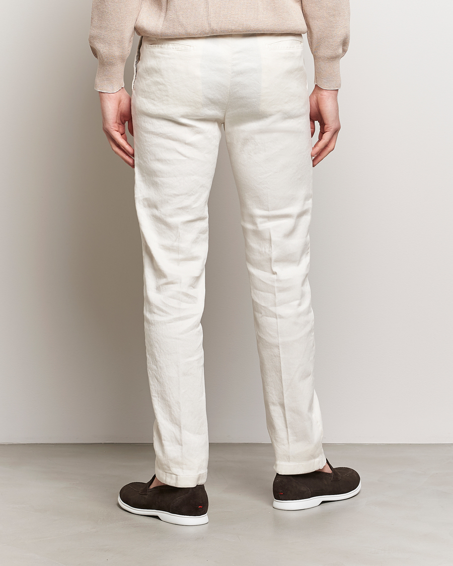 Homme | Pantalons | Kiton | Linen Trousers Light Beige
