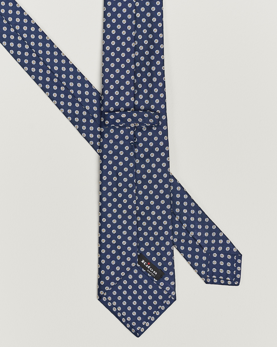 Homme | Kiton Micro Flower Silk Tie Navy | Kiton | Micro Flower Silk Tie Navy