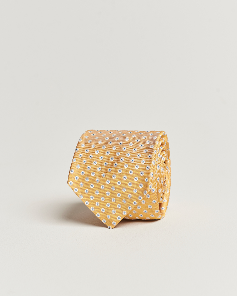 Homme | Kiton Micro Flower Silk Tie Yellow | Kiton | Micro Flower Silk Tie Yellow