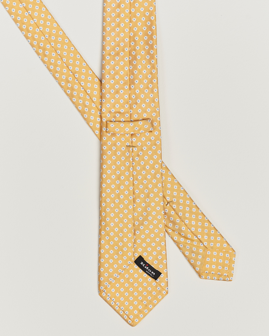 Homme | Kiton Micro Flower Silk Tie Yellow | Kiton | Micro Flower Silk Tie Yellow