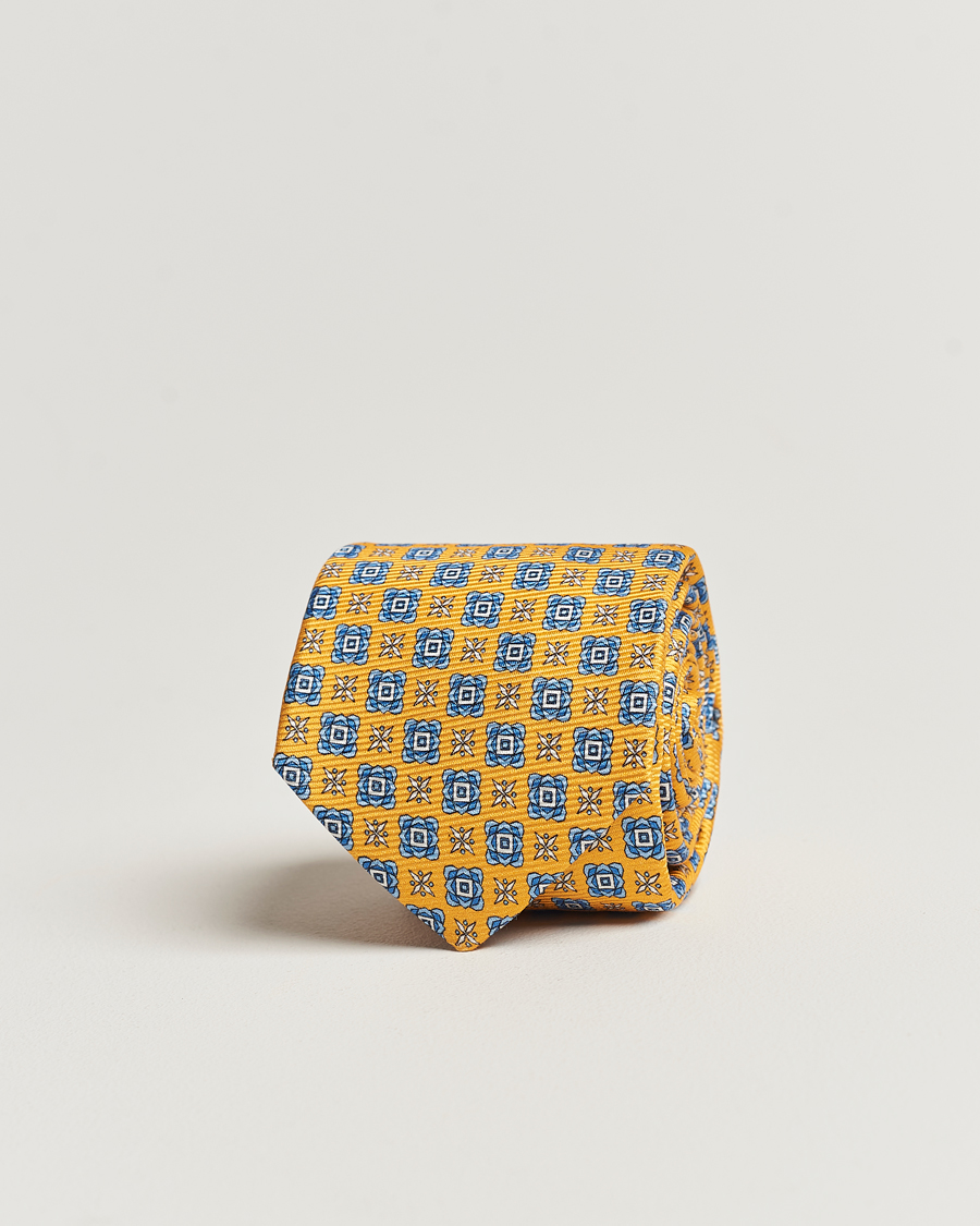 Homme | Kiton Printed Medallion Silk Tie Yellow | Kiton | Printed Medallion Silk Tie Yellow