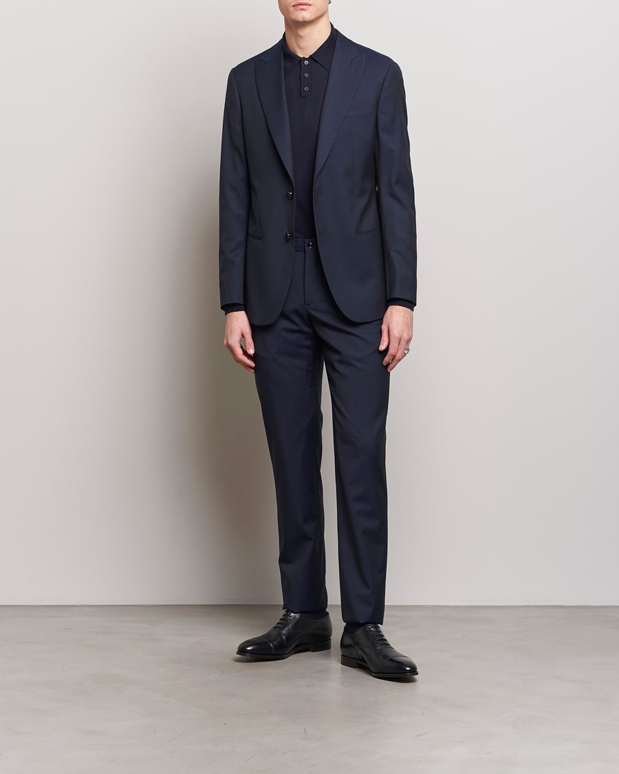 Homme | Italian Department | Giorgio Armani | Slim Fit Peak Lapel Wool Suit Navy