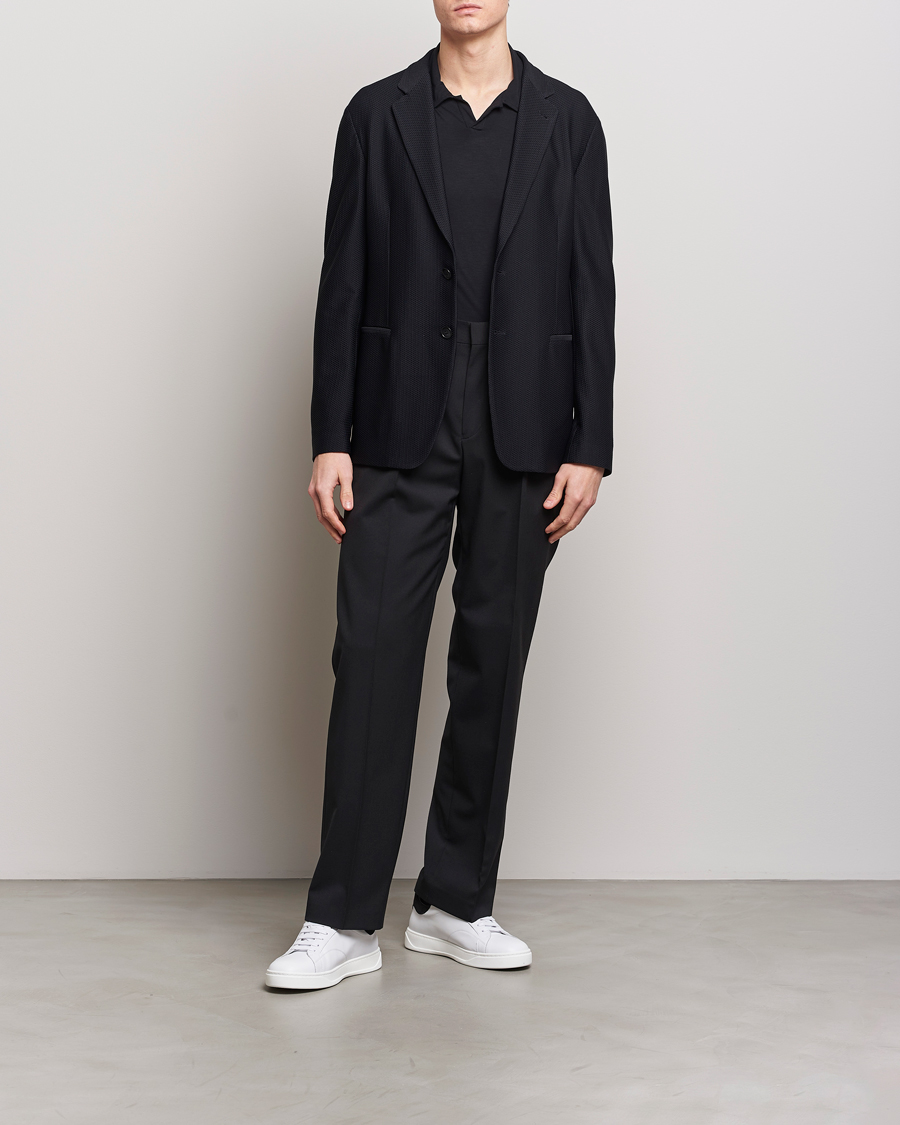 Homme | Blazers | Giorgio Armani | Single Breasted Mesh Blazer Black