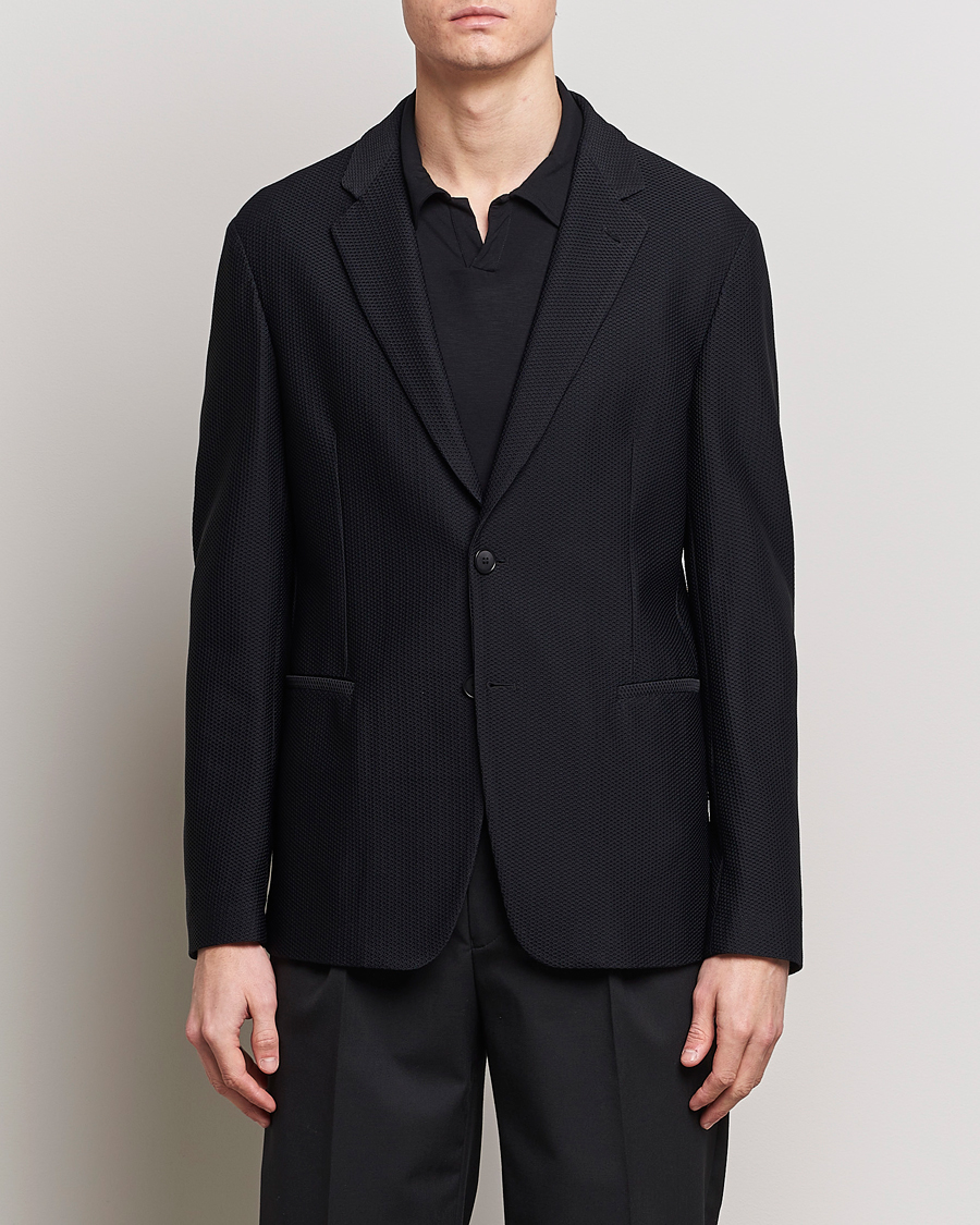 Homme | Blazers | Giorgio Armani | Single Breasted Mesh Blazer Black