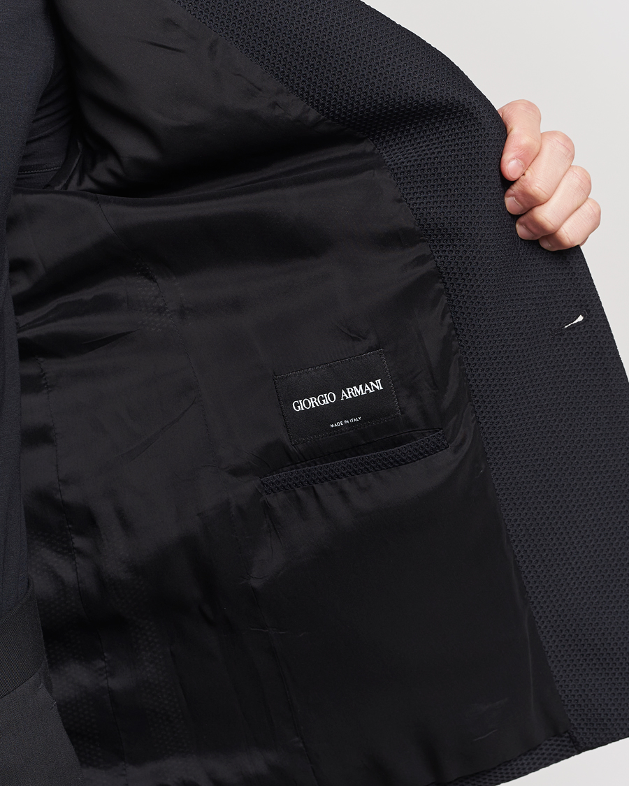 Homme | Blazers | Giorgio Armani | Single Breasted Mesh Blazer Black