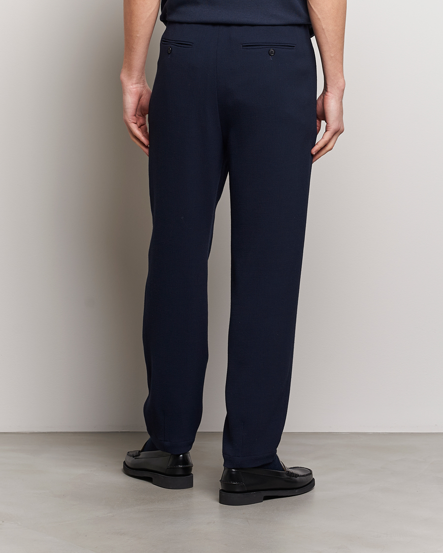 Homme | Pantalons | Giorgio Armani | Pleated Rib Wool Trousers Navy