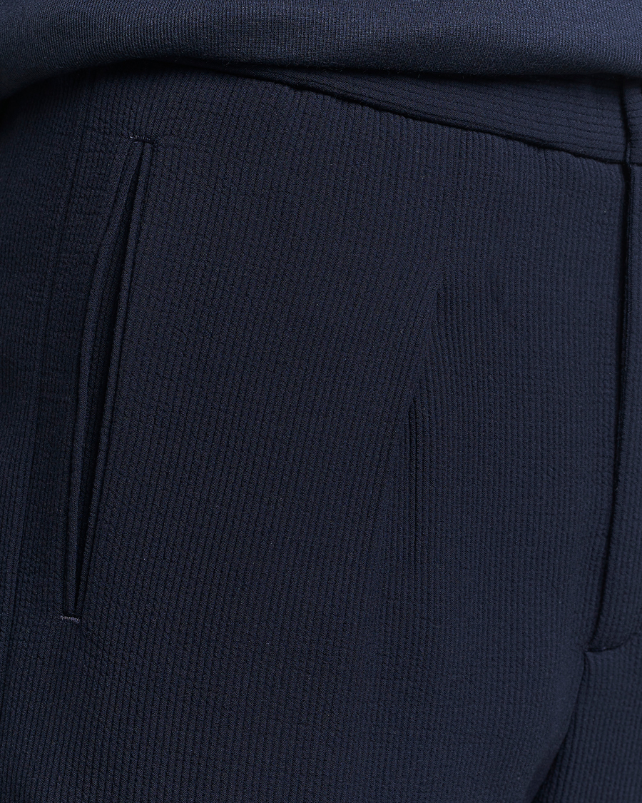 Homme | Pantalons | Giorgio Armani | Pleated Rib Wool Trousers Navy