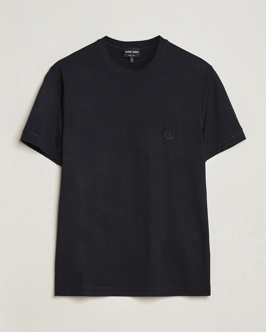 Homme | T-shirts | Giorgio Armani | Embroidered Logo T-Shirt Black