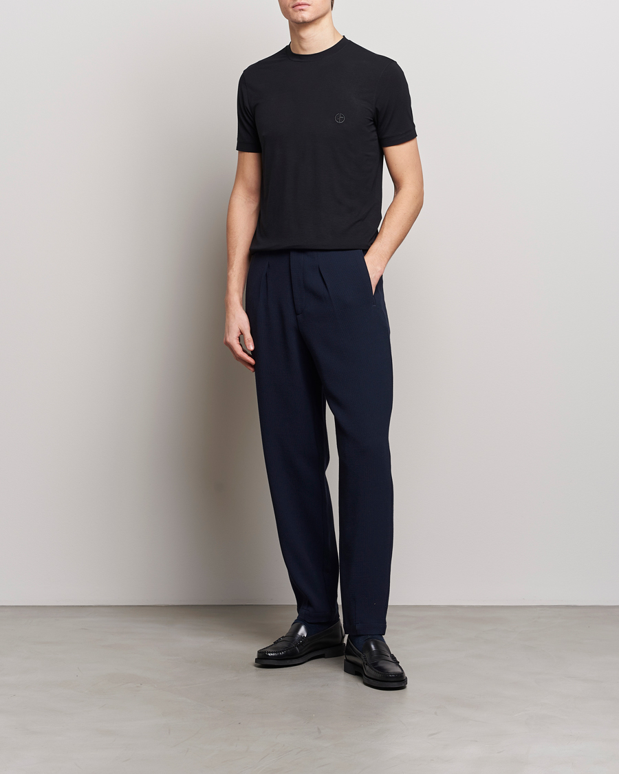 Homme | T-shirts | Giorgio Armani | Embroidered Logo T-Shirt Black