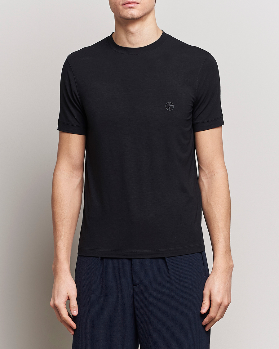 Homme | T-shirts | Giorgio Armani | Embroidered Logo T-Shirt Black