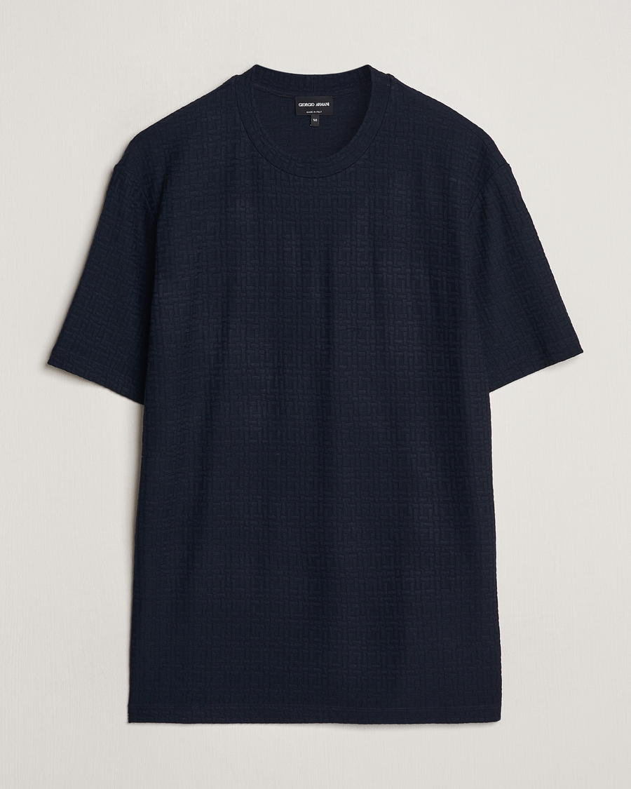 Homme | T-shirts | Giorgio Armani | Short Sleeve Cashmere Stretch T-Shirt Navy