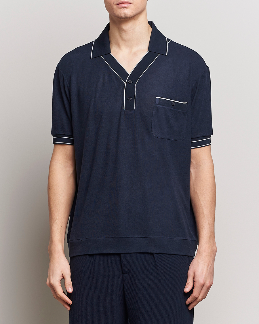 Homme | Sections | Giorgio Armani | Short Sleeve Riviera Polo Navy