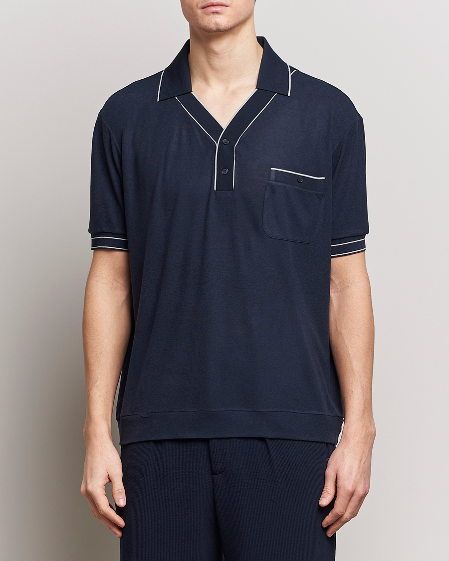 Homme | Polos | Giorgio Armani | Short Sleeve Riviera Polo Navy
