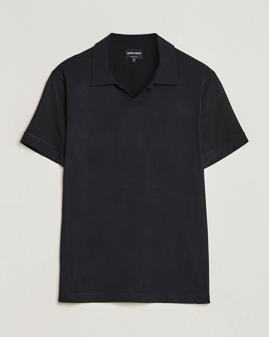 Homme | Polos | Giorgio Armani | Short Sleeve Stretch Polo Black