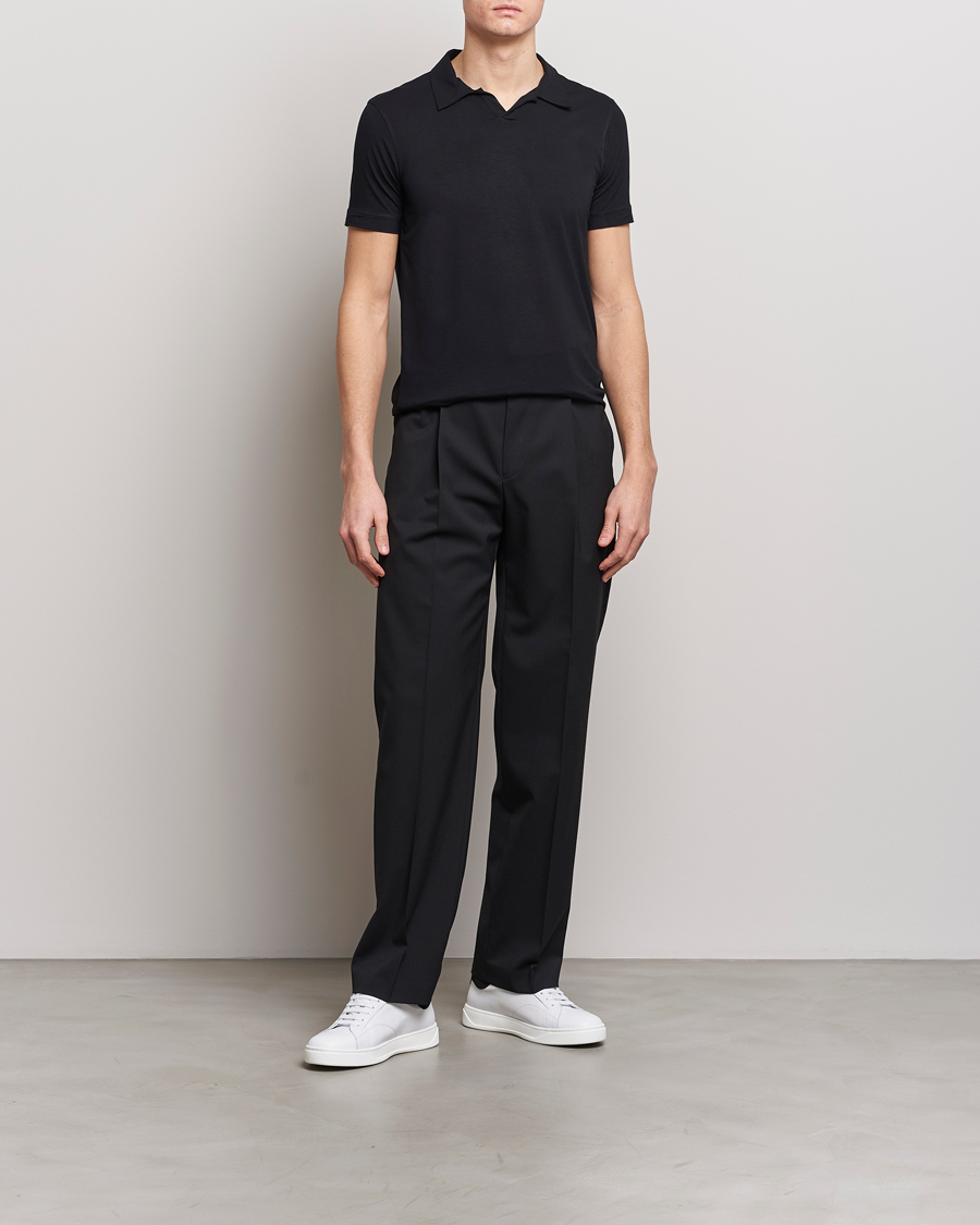 Homme | Polos | Giorgio Armani | Short Sleeve Stretch Polo Black