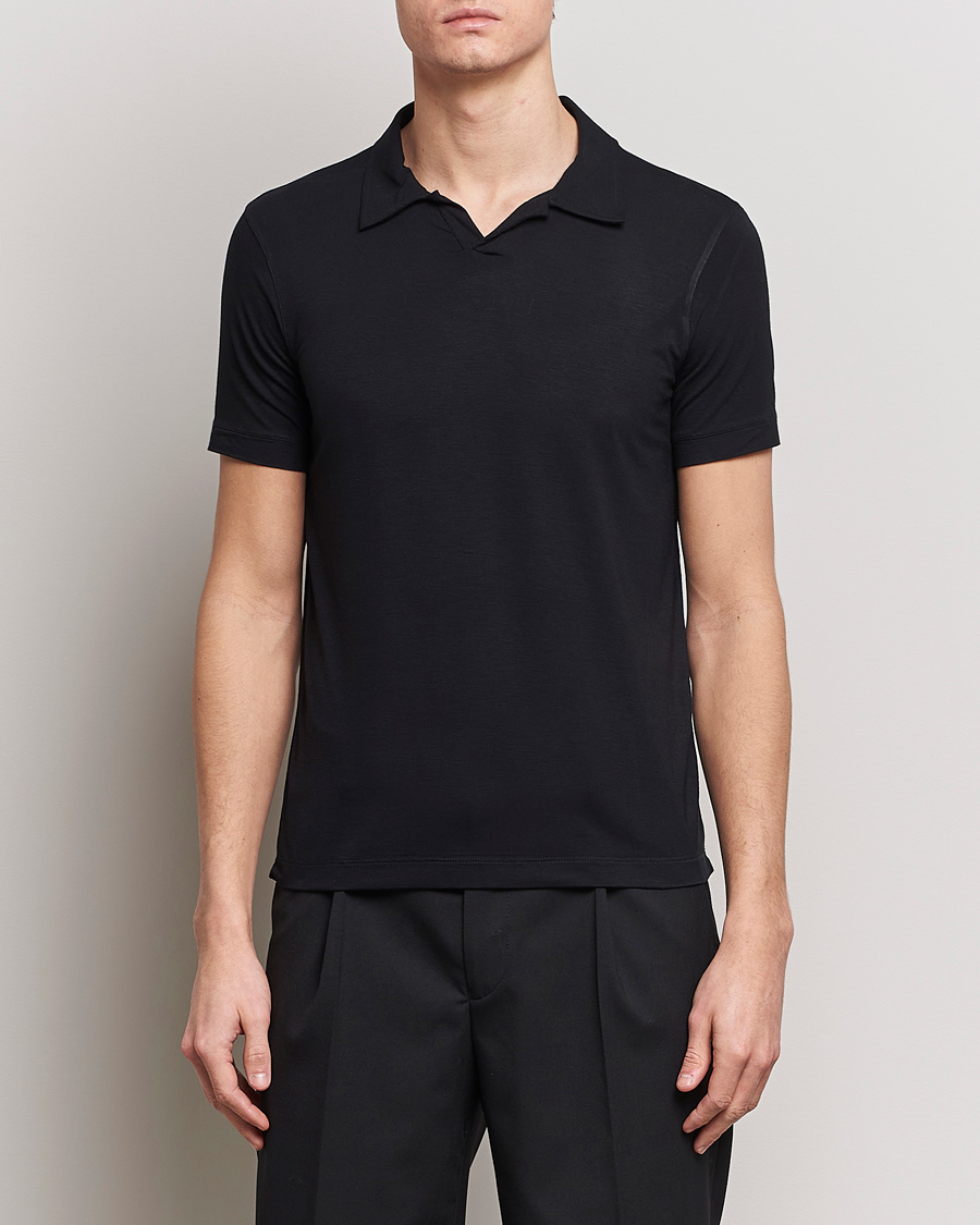 Homme | Polos | Giorgio Armani | Short Sleeve Stretch Polo Black