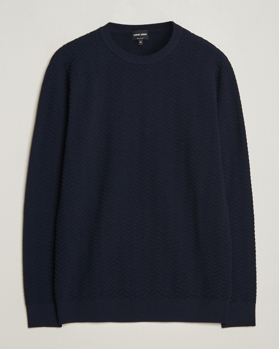 Homme | Pulls Et Tricots | Giorgio Armani | Wool Chevron Pullover Navy