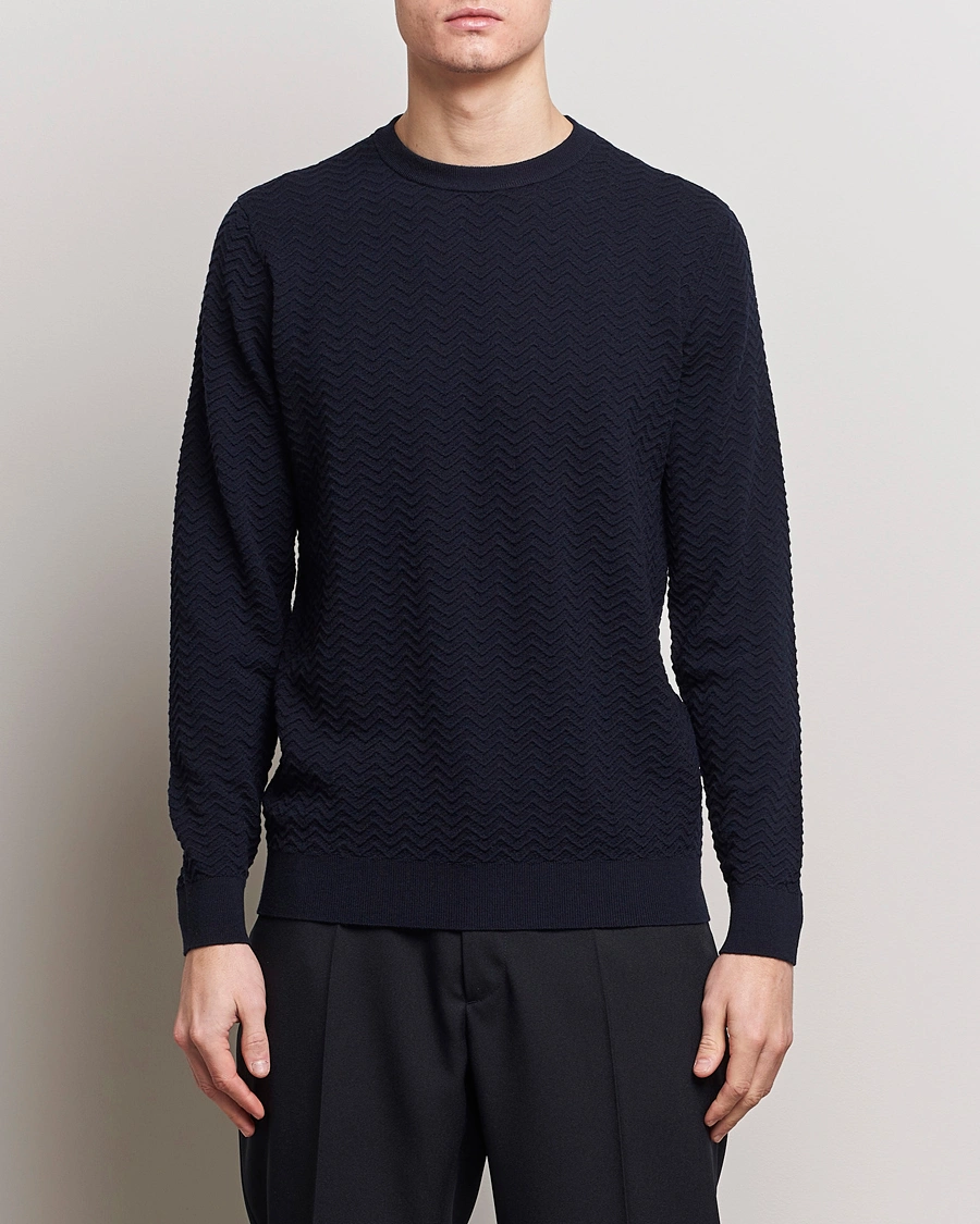 Homme | Soldes Vêtements | Giorgio Armani | Wool Chevron Pullover Navy
