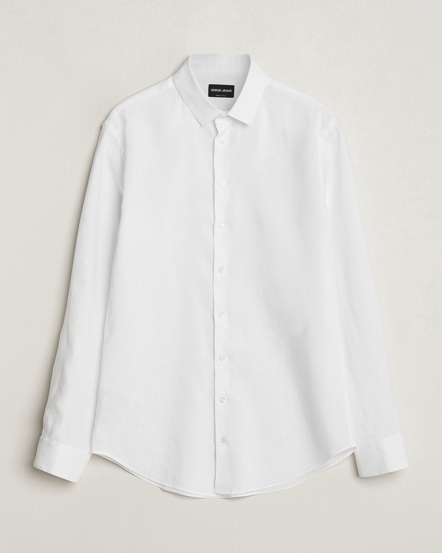Homme | Chemises | Giorgio Armani | Slim Fit Linen Shirt White