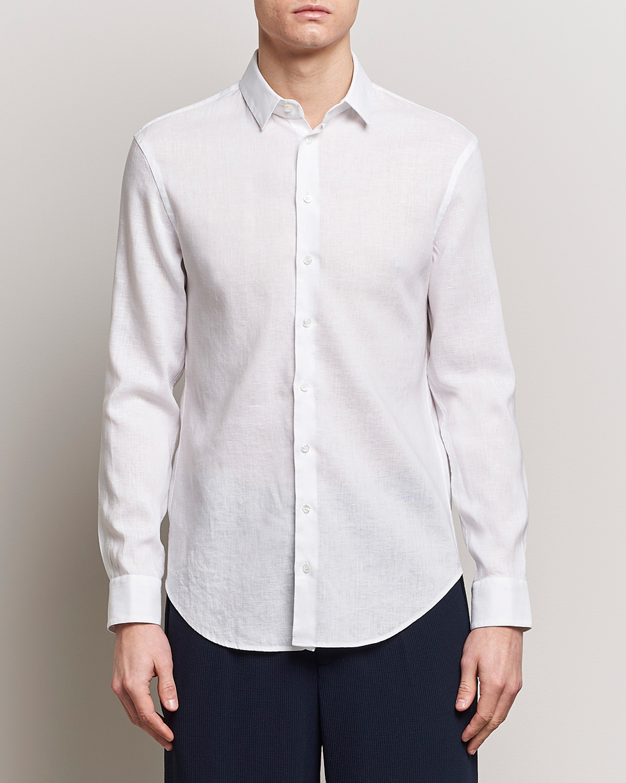 Homme | Chemises En Lin | Giorgio Armani | Slim Fit Linen Shirt White