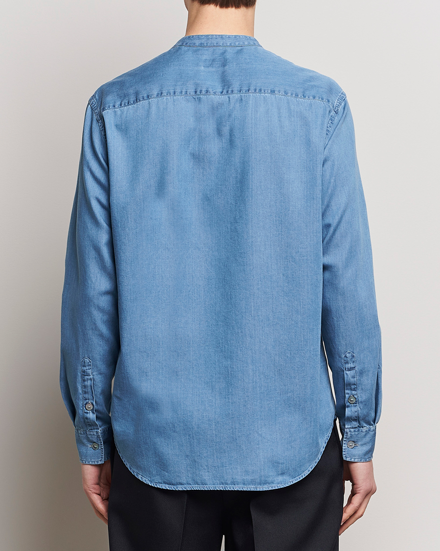 Homme | Chemises | Giorgio Armani | Slim Fit Denim Guru Collar Shirt Light Indigo