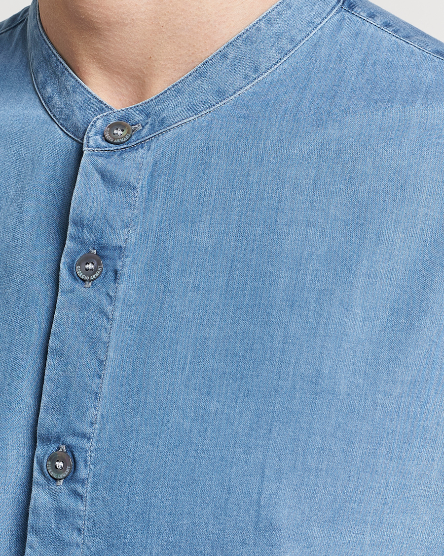 Homme | Chemises | Giorgio Armani | Slim Fit Denim Guru Collar Shirt Light Indigo